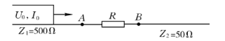 一幅值U0 = 1000kV的无限长直角波从一条波阻抗Z1 = 500Ω的架空线路经一串联电阻R =