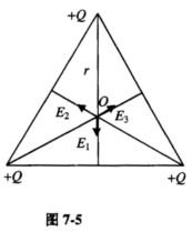 在一个边长为a的正三角形的三个顶点各放置电量为＋Q的电荷，求三角形重心处的场强和电势。在一个边长为a