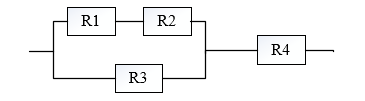 某计算机系统的可靠性结构如下所示，若所构成系统的每个部件的可靠度分别为R1、R2、R3和R4，则该系