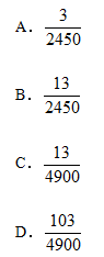 在1～50这50个自然数中，任取三个不同的数，其中能组成公比为正整数的等比数列的概率是（）A.B.C