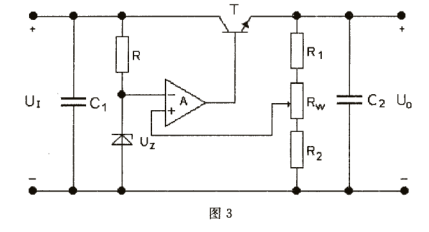 串联型稳压电路如图3所示已知稳压管的稳定电压uz6v电阻rlr2200Ω当rw