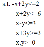 用图解法求解下列问题：maxS=2x－3y，其最优解为: A.（2，2)B.（4，1)C.（3，0)