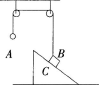 如图所示，物体C放在水平面上，物体B放在C上，小球A和B之间通过跨过定滑轮的细线相连。若8上的线竖直