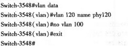 在Catalyst3548上建立ID号为l20，名为phy120的VLAN，并删除ID号为100，名