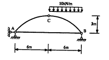 图示带拉杆的三铰拱，杆AB中的轴力为（）A.10kNB.15kNC.20kND.30kN图示带拉杆的