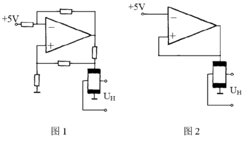 说出下面霍尔元件的2种典型驱动电路哪个是恒流源驱动电路，哪个是恒压源驱动电路？
