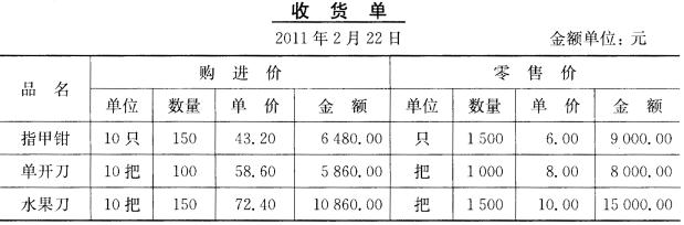 一、资料 华申商厦2月份发生下列经济业务： 1．2日，业务部门转来上海百货公司的专用发票，开列向阳牌