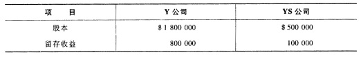 2006年1月1日，Y公司以现金700 000收买YS公司80％发行在外的流通股，当日Y公司和YS公