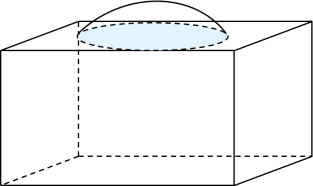 如图，一个铁球沉入水池中，则能确定铁球的体积.（1）已知铁球露出水面的高度.（2）已知水深及铁球与水