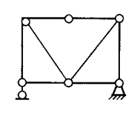右图所示体系为（)。A.有多余约束的几何不变体系B.无多余约束的几何不变体系C.瞬变体系D.常变体系