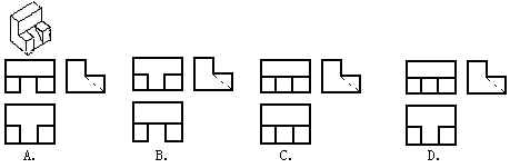 根据所给出的立体图，指出其对应的三视图。A.AB.BC.CD.D根据所给出的立体图，指出其对应的三视