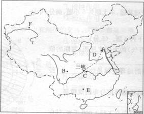 读“中国著名水利工程分布图”，分析回答下列问题。（16分) （1)填出下列水利工程在图中的字读“中国