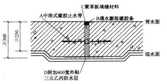 图示为某工程地下室变形缝防水构造设计，试问下图那个部位设计不当（）