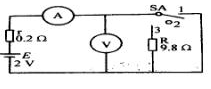 如图所示，不计电压表的影响。开关接1时，电流表中流过的短路电流为()。