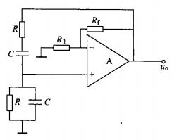 RC正弦波振荡电路如图所示，在该电路的振荡频率是（）