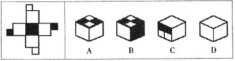 左图通过折叠可以得到选项中的哪一个？A．B．C．D．左图通过折叠可以得到选项中的哪一个？A． B． 