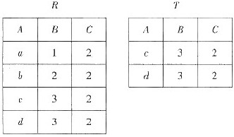 有两个关系R和T，如下图所示，则由关系R得到关系T的操作是（)。A．选择B．投影C．交D．并有两个关