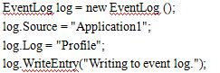 你有被问到配置文件，可以使用事件日志 API 可以访问的业务应用程序。您已通过添加以下代码，以创建一