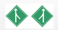 图中标志是合流诱导标志，表示前方有合流车道，注意与驶入主车道的车辆保持安全距离。 此题为判断题(对，