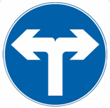 这个标志是何含义？ A. 禁止向左转弯B. 向左和向右转弯C. 禁止向左右转弯D. 禁止向右转弯这个