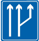 这个标志是何含义？ A. 向右变道B. 分流处C. 路面变宽D. 车道数增加这个标志是何含义？ A.