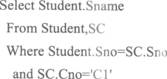 设Student为学生关系，SC为学生选课关系，Sn0为学生号，Sname为学生姓名，Cno为课程号