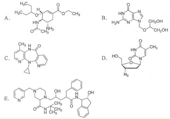 选项二十一 第118题：神经氨酸酶抑制剂奥司他韦的化学结构是选项二十一 第118题：神经氨酸酶抑制剂