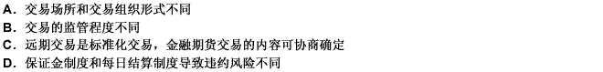 作为一种标准化的远期交易，金融期货交易与普通远期交易之间的区别是（）。 此题为多项选择题。请帮忙给出