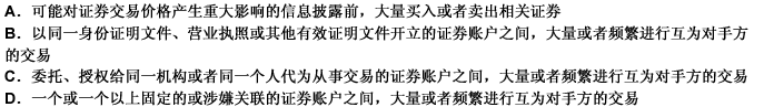 下列可能影响证券交易价格或者证券交易量的异常交易行为中，上海证券交易所和深圳证券交易所会予以重点监控