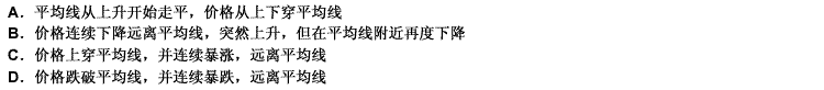 葛兰威尔法则有买入法则和卖出法则之分，买人法则适用的情况有（）。 