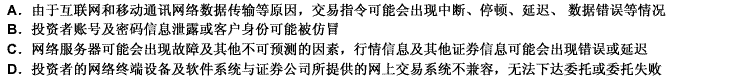 由于网上委托处于全开放的互联网之中，投资者应充分了解和认识到的风险有（）。 此题为多项选择题。请帮忙