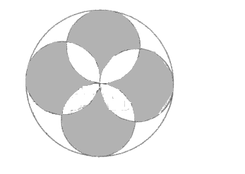 在下图中，大圆的半径是8。求阴影部分的面积是多少？（） A．120 B．128 C．136 D．14