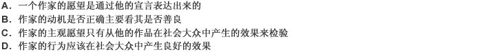 检验一个作家的主观愿望及其动机是否正确、是否善良，不是看他的宣言，而是看他的行为，主要是作品在社会大