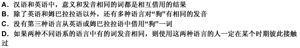 在汉语和英语中，“塔”的发音是一样的，这是英语借用了汉语；“幽默”的发音也是一样的，这是汉 语借用了