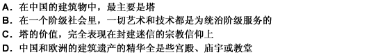 砖石建筑物里面最主要的是塔。事实上，在一个阶级社会里，一切艺术和技术主要是为统治阶级服务的。过去的社