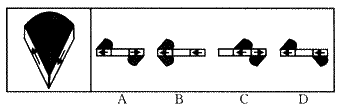 下图左为一立体图形，所给的四个选项中，可以折成该图形的是（）。 