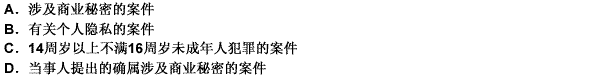 刑事诉讼法中，审判公开原则的例外情形有（）。 