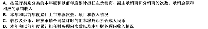 在年度报告“董事会报告”部分中，证券公司应按（）要求披露证券承销业务的经营情况。此题为多项选择题。请