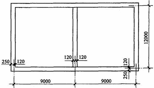 某建筑物平面图如图所示，地面工程做法的总厚度为l20ram，室内地面标高为±0．00，室外地面标高为