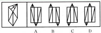 右面所给的四个选项中。哪一项能够折成左面给定图形？
