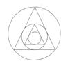 在圆内画一个内接等边三角形，在等边三角中又画一个内切的圆，在第二个圆内再画第二个内接等边三角形，这样