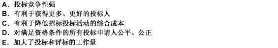 资格预审的合格制中，满足条件的投标申请人均获得投标资格，其优点是（）。 此题为多项选择题。请帮忙给出