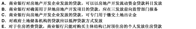 下列关于商业性房地产信贷管理的说法，正确的有（）。 此题为多项选择题。请帮忙给出正确答案和分析，谢谢