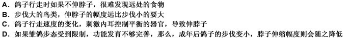 鸽子走路时，头部并不是有规律地前后移动，而是一直在往前伸。行走时，鸽子脖子往前一探。然后。头部保持静