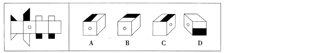 下面四个所给的选项中，哪一项能由左边给定的图形折叠成？ （） 