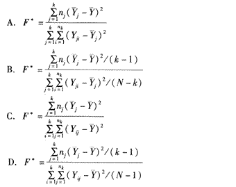 在方差分析法中，构造的样本统计量为（）。 
