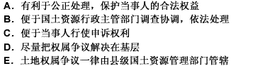 在相关机关处理土地权属争议案件的管辖时，应当坚持（）的原则。 此题为多项选择题。请帮忙给出正确答案和