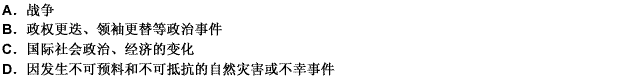 政治及其他不可抗力会影响股票的价格水平，主要包括（）。 此题为多项选择题。请帮忙给出正确答案和分析，