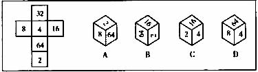 60～59 在右面的4个图形中，只有一个是由左边的纸板折叠而成。你需要选出正确的一个。第 60 题 
