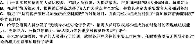 某公司在招聘财务经理时，决定采用“无领导小组讨论”的方式，下列做法不利于形成对被测评者正确评价的是（